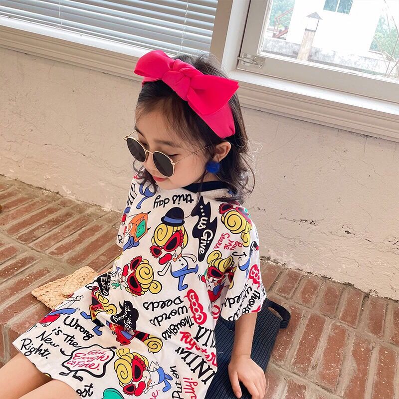 【90-140cm】よく売れる カートゥーン 柔らかい ロンT 合わせやすい Tシャツワンピース