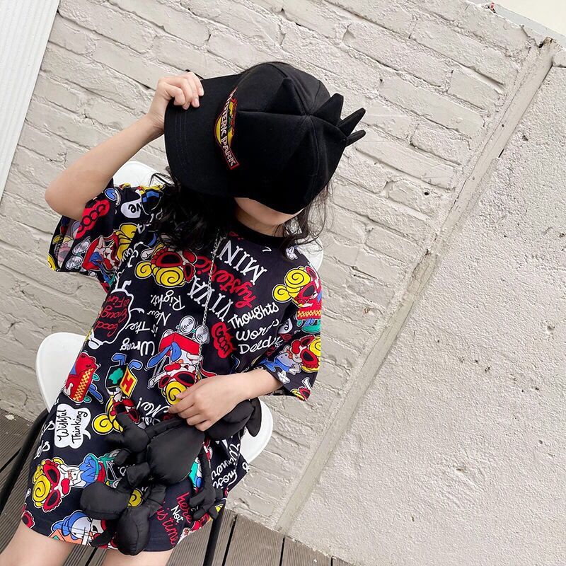 【90-140cm】よく売れる カートゥーン 柔らかい ロンT 合わせやすい Tシャツワンピース