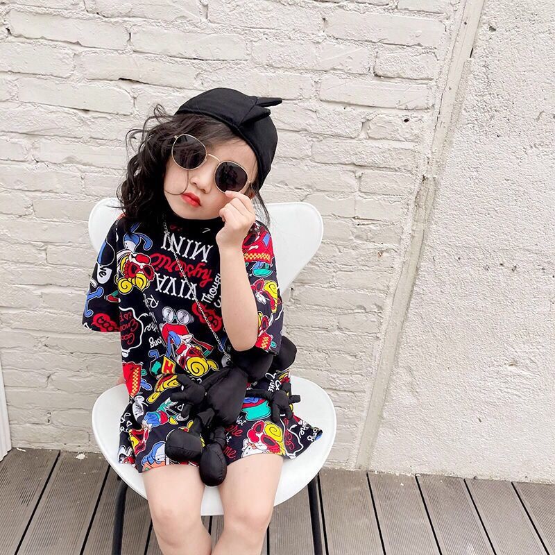 【90-140cm】よく売れる カートゥーン 柔らかい ロンT 合わせやすい Tシャツワンピース