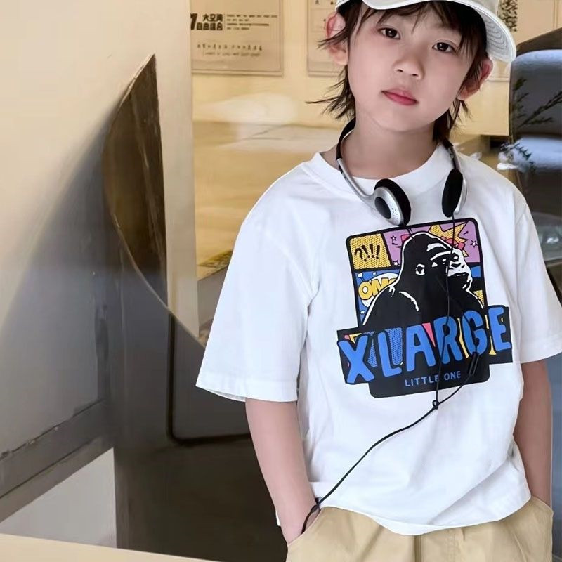 【100-160cm】個性的なデザイン 韓国 子供 男の子 プリント トップス