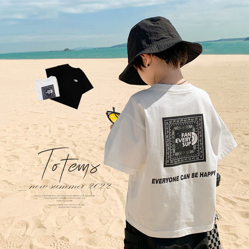 【90-140cm】今だけ！限定価格！アルファベット ファッション 韓国系 子供服 夏 男の子 Tシャツ トップス