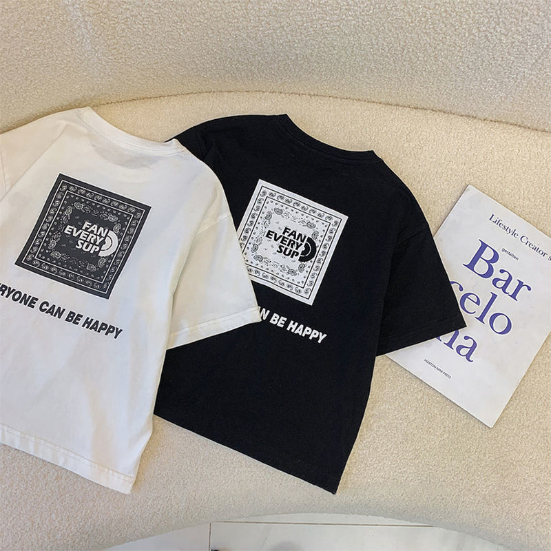 【90-140cm】今だけ！限定価格！アルファベット ファッション 韓国系 子供服 夏 男の子 Tシャツ トップス