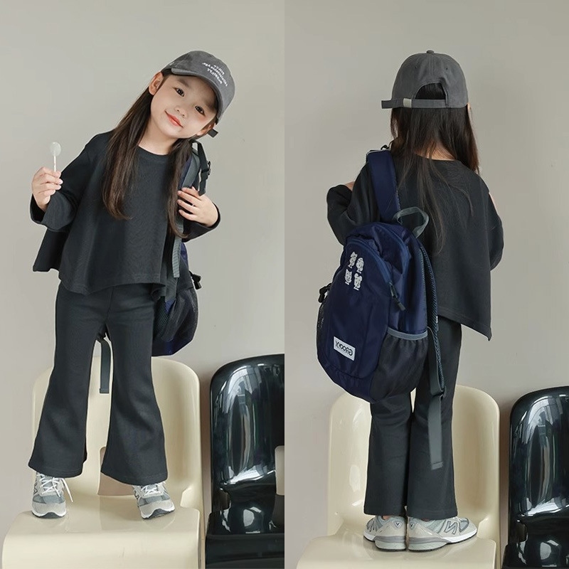 【90-140cm】二点セット 今季マストバイ 韓国系 スウィート 清新 キュート 無地 トップス＋パンツ セットアップ