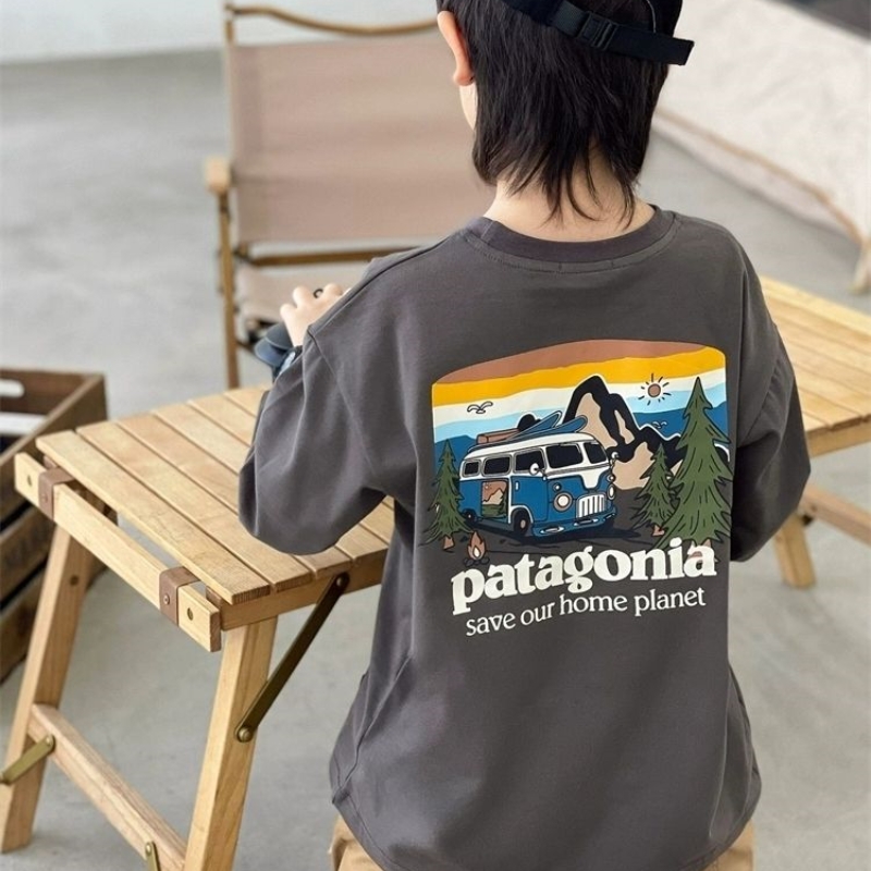 【90-130】激安 ２色選べ シンプル アルファベット プリント コットン 長袖Tシャツ 春秋 男の子 トップス