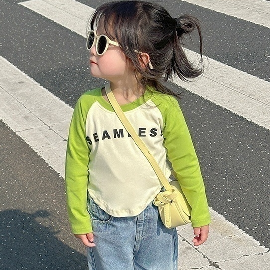 【80-160cm】新品殺到中 多色展開 シンプル 配色 春秋 子供服 トップス
