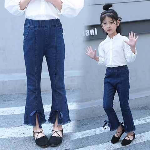 【80-160】人気急上昇 合わせやすい リボン付き着心地いい トレンド ファッション 高品質 女の子 ジーンズ ボトムス