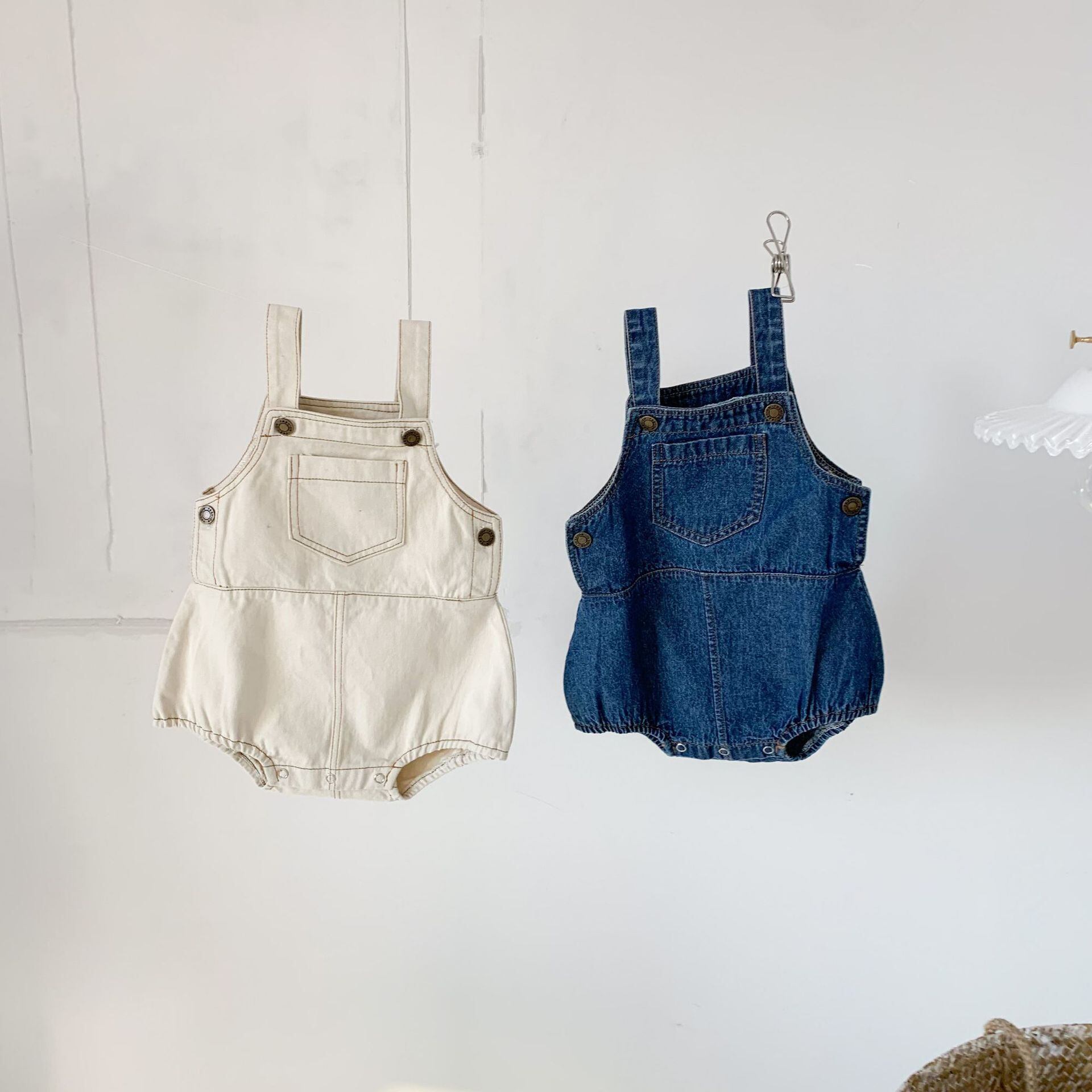 【66-100cm】デニムサロペットロンパース