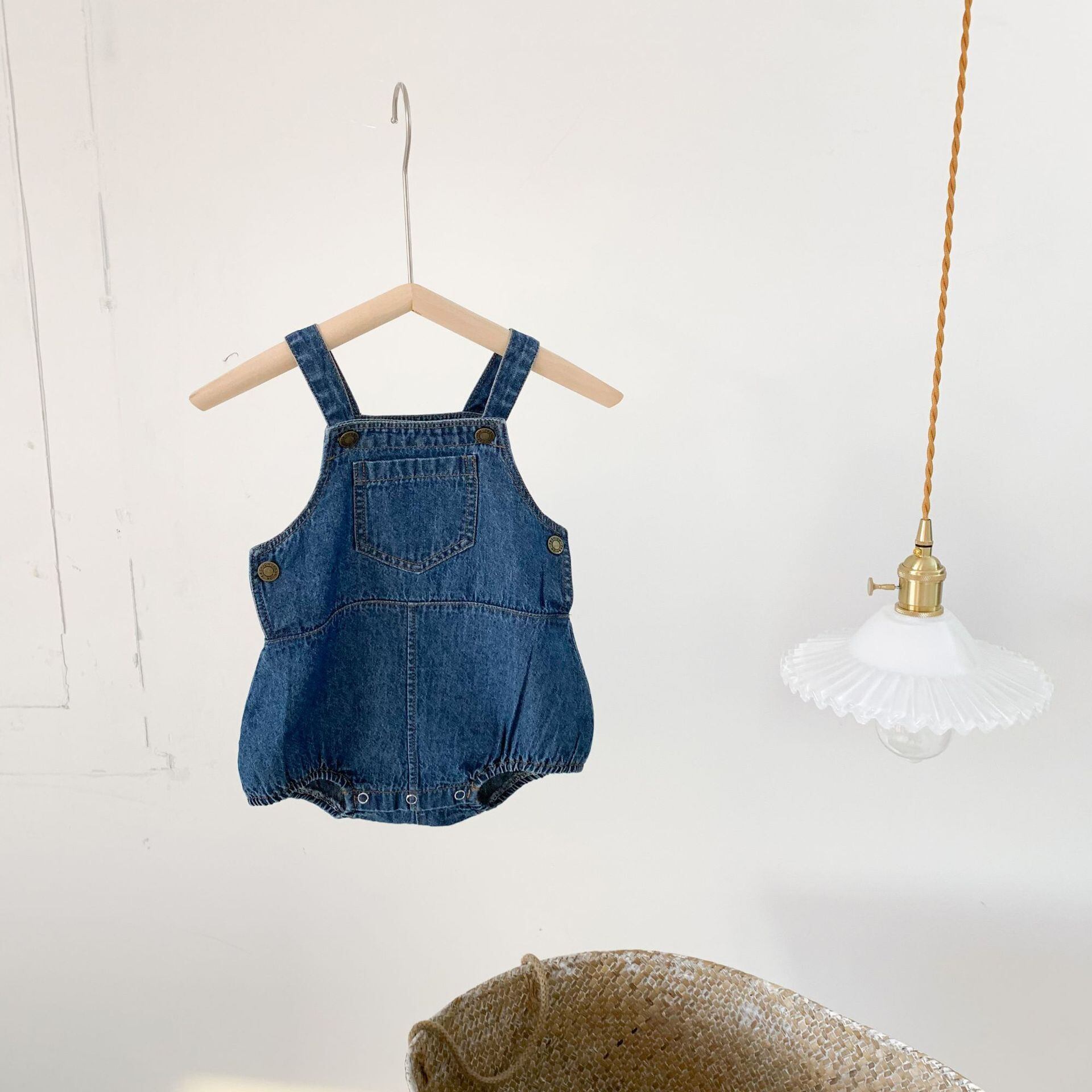 【66-100cm】デニムサロペットロンパース