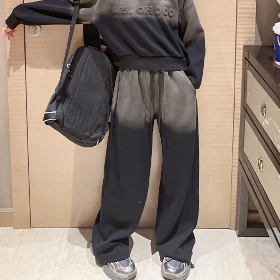 【110-170】グラデーション色 アルファベット カジュアル スポーツ シンプル 春秋 子供服 キッズ ジュニア 女の子 2点 セットアップ