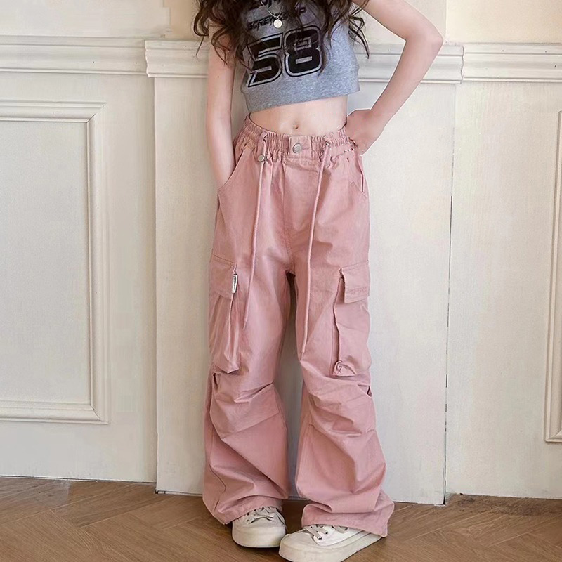 【120-170cm】 ファッション 無地 ゆったり ポケット付き ボウタイ 夏 子供服 キッズ ジュニア 女の子 ボトムス カーゴパンツ