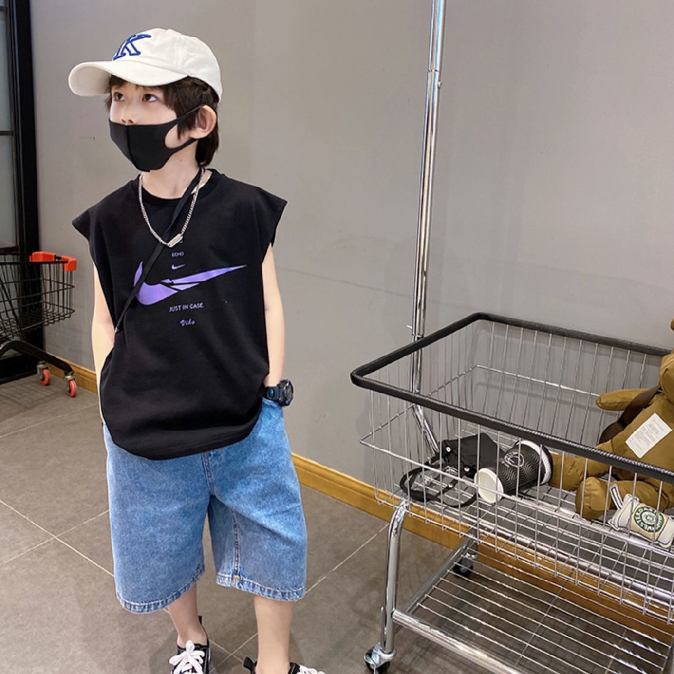 【90-140cm】2024夏新作 通気性 合わせやすい シンプル 着心地良い ノースリーブ タンクトップ