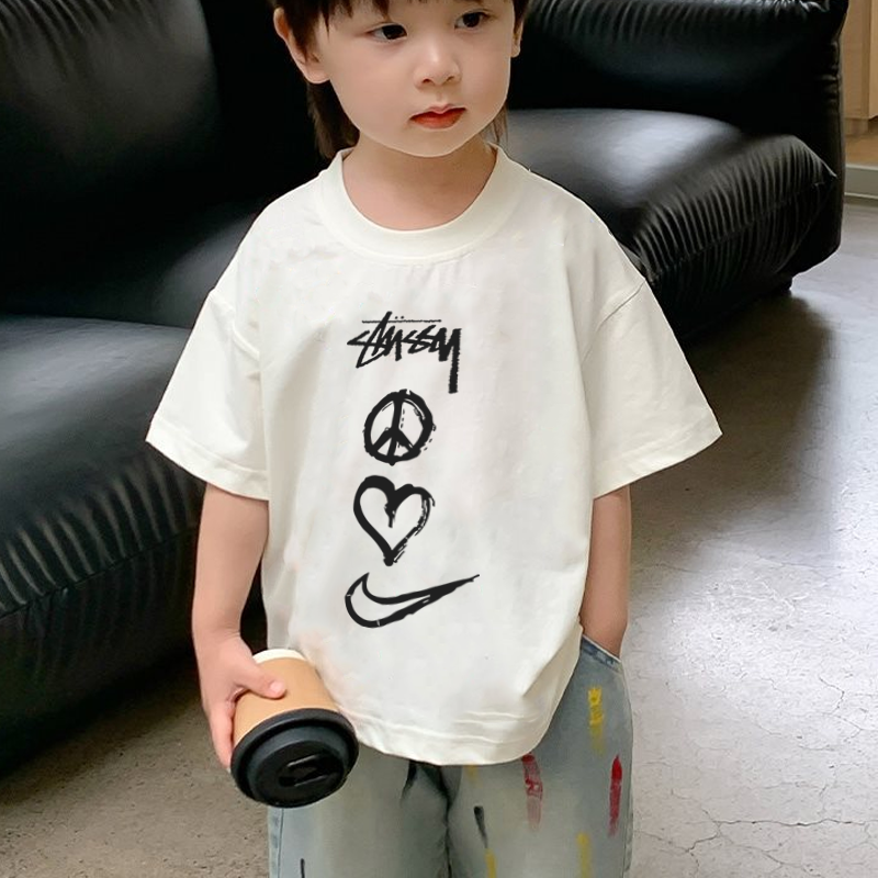 【90-160cm】人気爆発中 快適 おすすめ ラウンドネック 半袖 2色選べる プリント Tシャツ