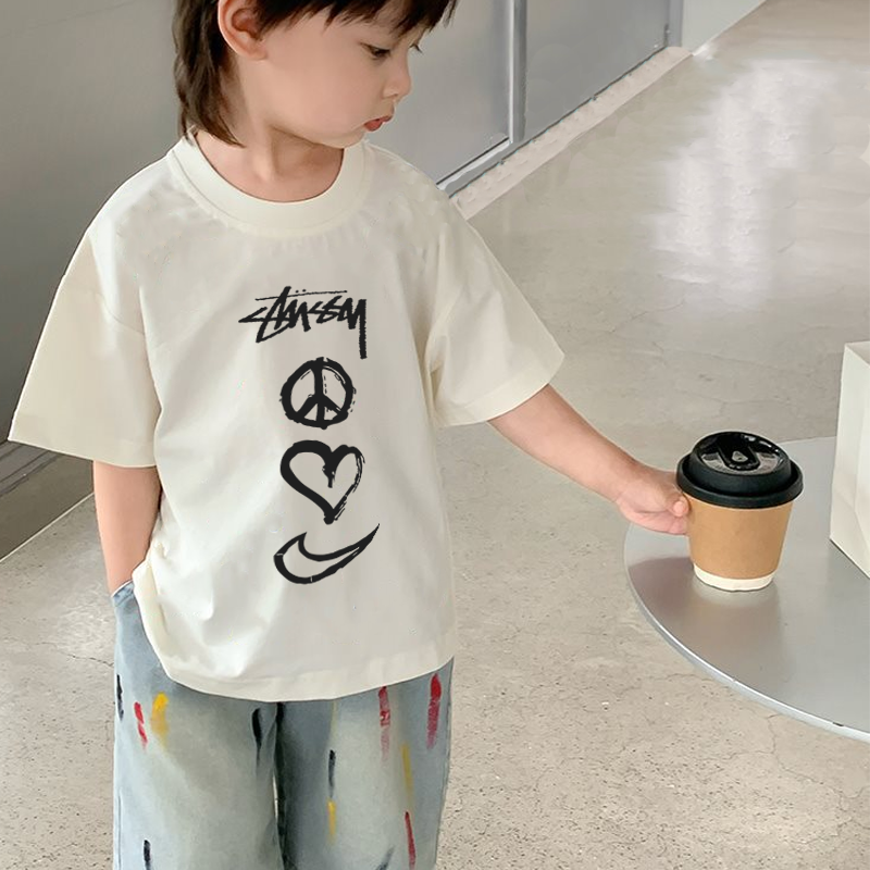 【90-160cm】人気爆発中 快適 おすすめ ラウンドネック 半袖 2色選べる プリント Tシャツ