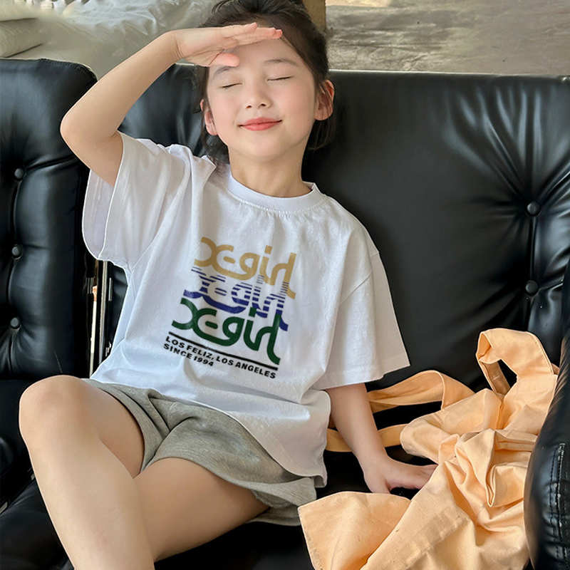 【90-160cm】着回し力抜群 合わせやすい カジュアル アルファベット 通気性 Ｔシャツ