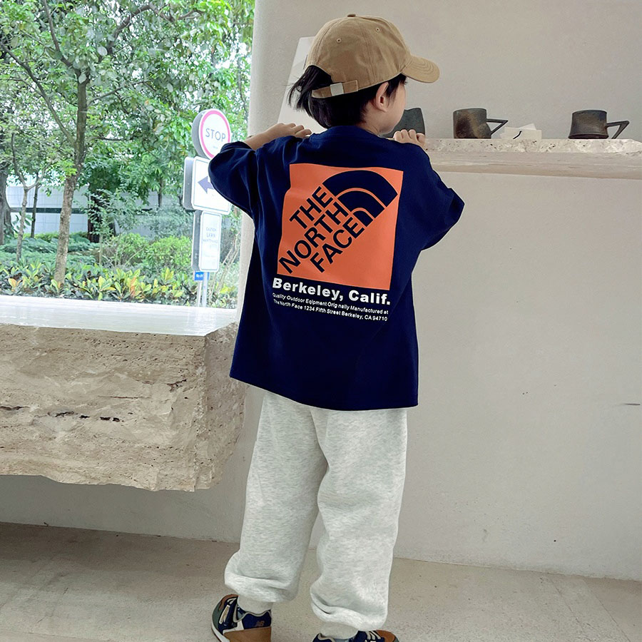 【100-160cm】着回し力抜群 アルファベット ラウンドネック トレンド カジュアル 長袖 Tシャツ