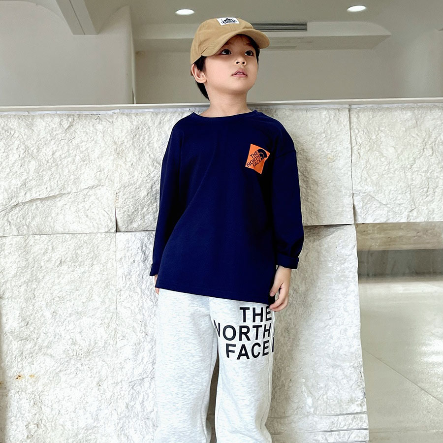 【100-160cm】着回し力抜群 アルファベット ラウンドネック トレンド カジュアル 長袖 Tシャツ
