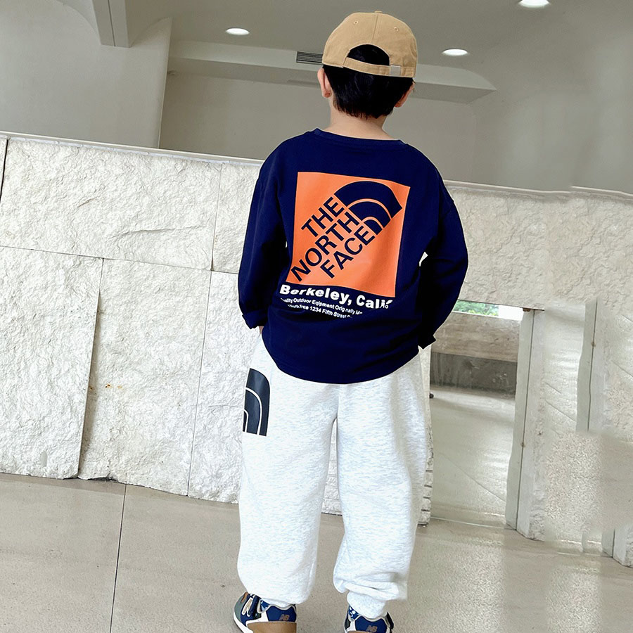 【100-160cm】着回し力抜群 アルファベット ラウンドネック トレンド カジュアル 長袖 Tシャツ