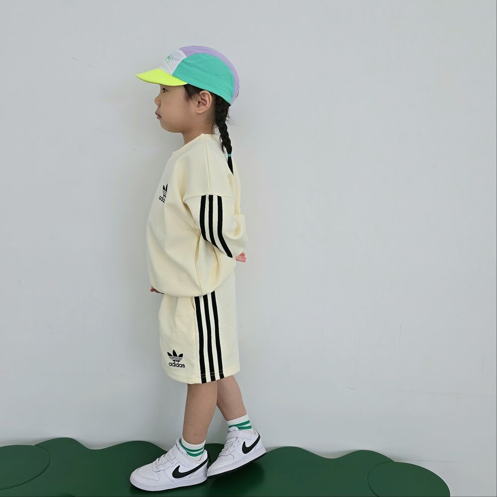 【80-140cm】二点セット 超人気商品 今季も大流行 7色選べる おしゃれ トレーナー+ショートパンツ セットアップ