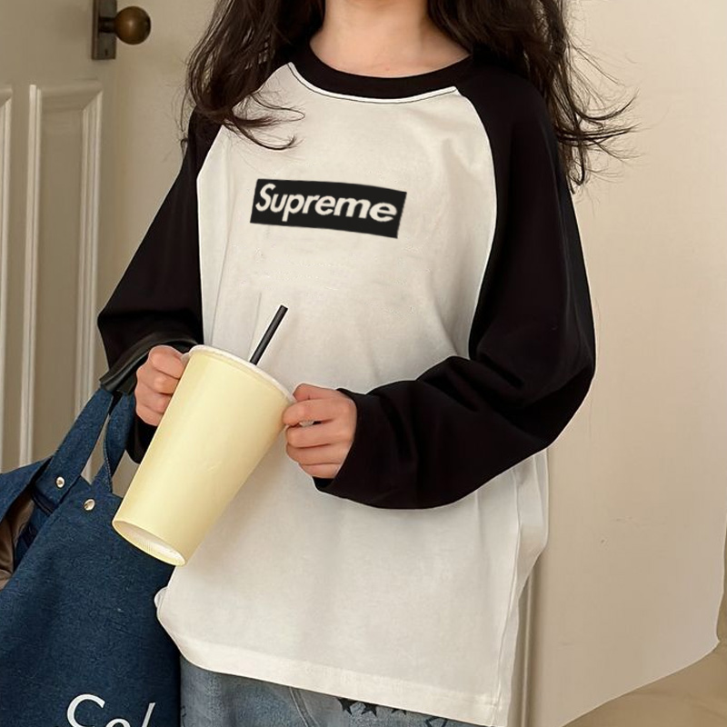 【90-160cm】よく売れる 大好評 カジュアル 配色 アルファベット 合わせやすい 女の子 長袖 Tシャツ