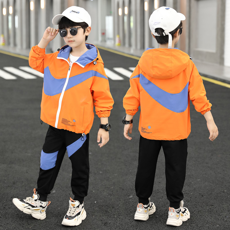 【110-170cm】二点セット絶対欲しい!カジュアルカッコイイ楽チン男の子アウター+長ズボンセットアップ