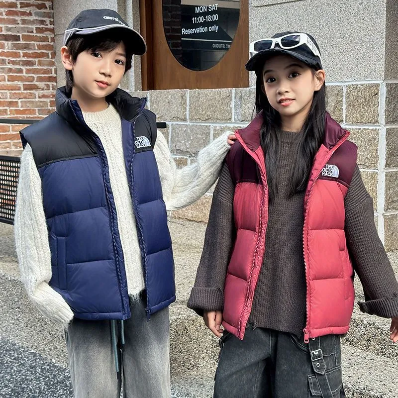 【120-170cm】着回し最強 大人気 合わせやすい カジュアル 男の子 女の子 ダウンベスト