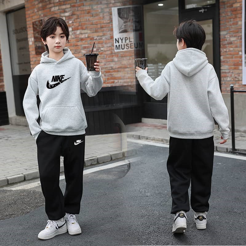 【90-160cm】二点セット カジュアル 定番 フード付き パーカー+長ズボン セットアップ