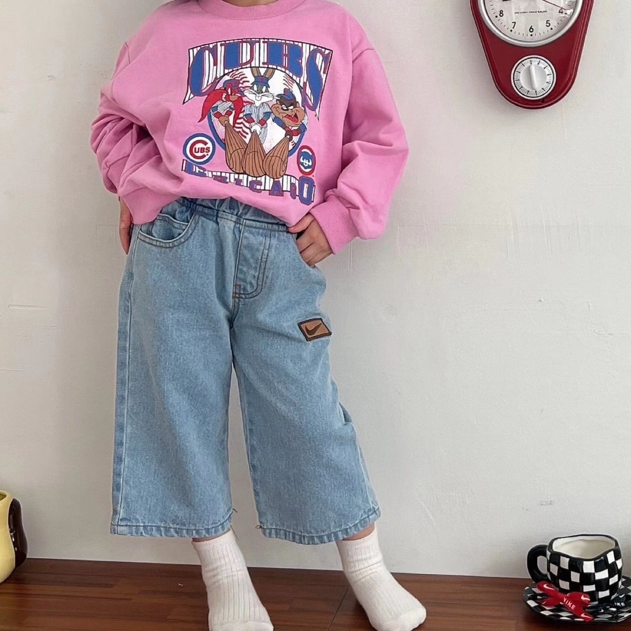 【80-130cm】大好評 カジュアル 合わせやすい 履きやすい トレンド ルーズ デニムパンツ
