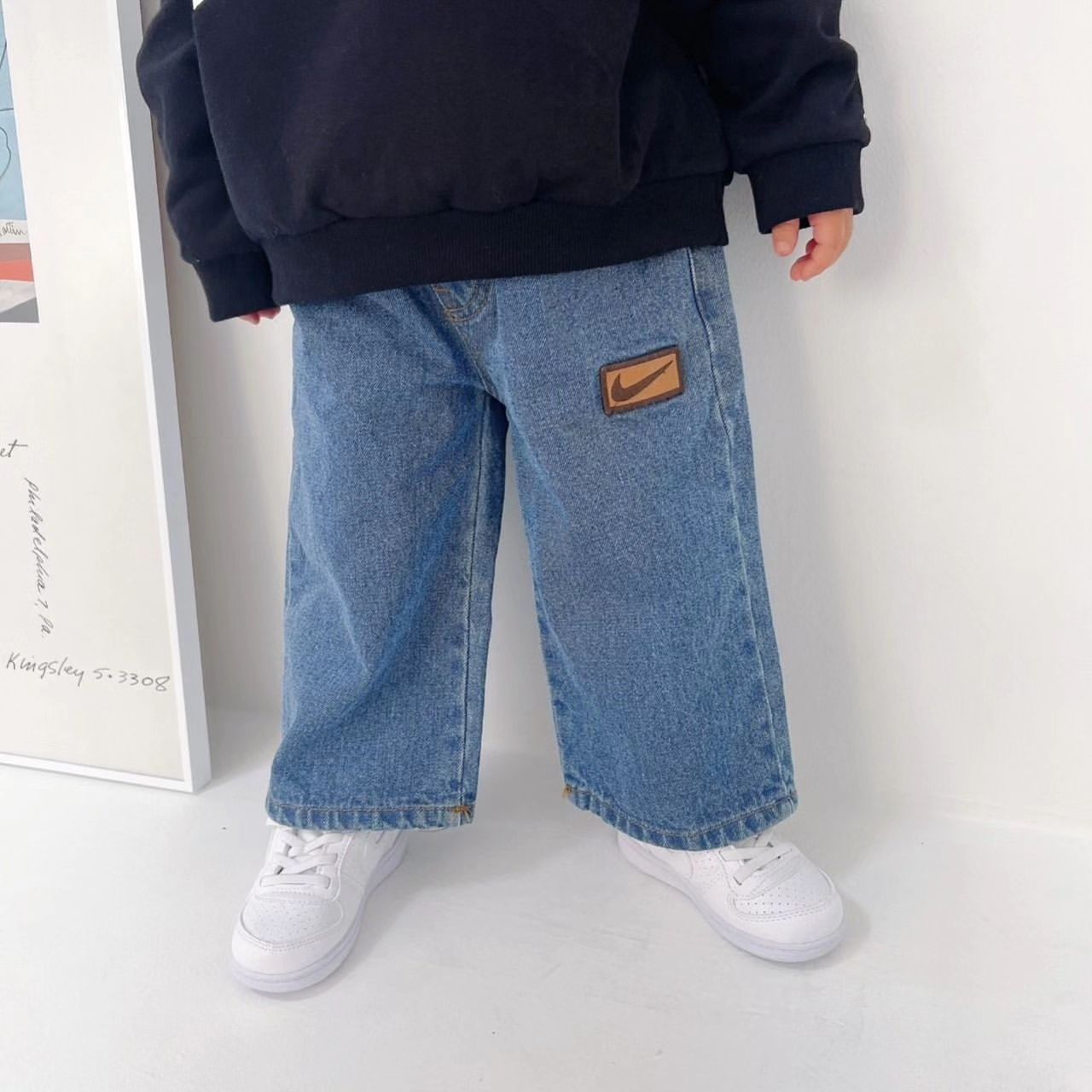 【80-130cm】大好評 カジュアル 合わせやすい 履きやすい トレンド ルーズ デニムパンツ