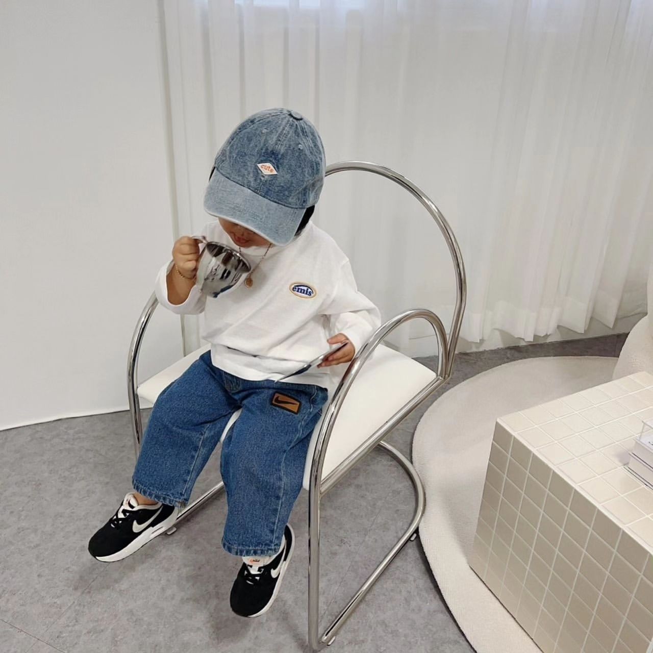 【80-130cm】大好評 カジュアル 合わせやすい 履きやすい トレンド ルーズ デニムパンツ