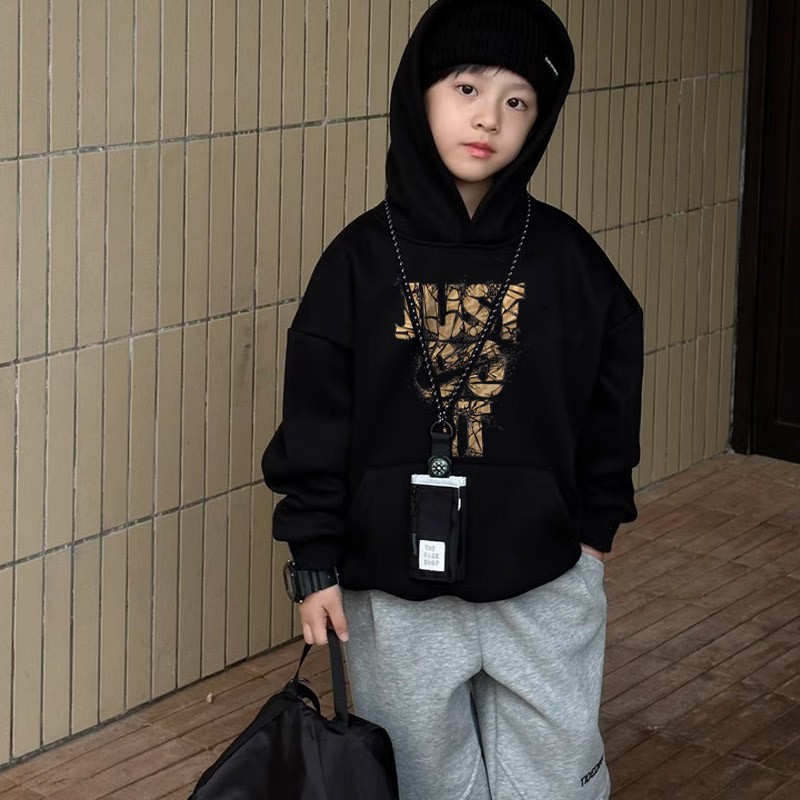 【90-160cm】合わせやすい パーカー 男の子 カジュアル フード付き アルファベット トップス