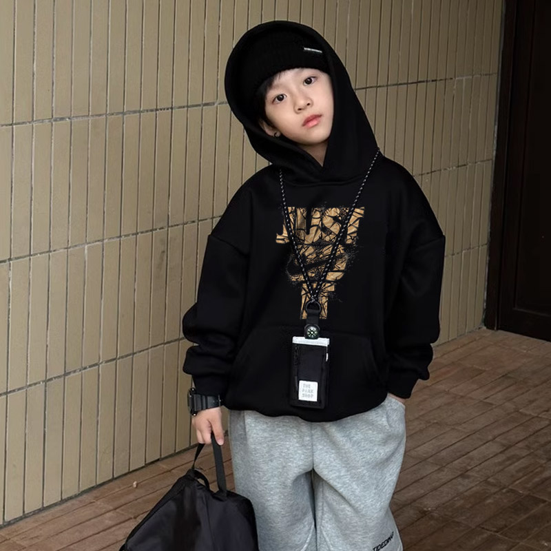 【90-160cm】合わせやすい パーカー 男の子 カジュアル フード付き アルファベット トップス