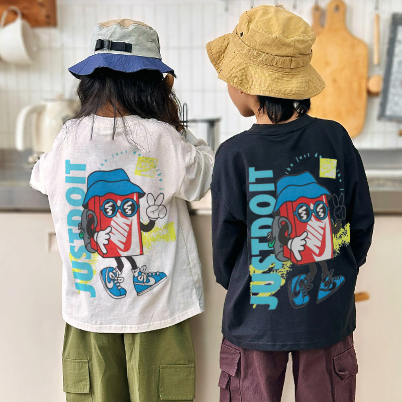 【90-160cm】存在感アップ 大注目 カジュアル 合わせやすい 快適 プリント 長袖 Tシャツ