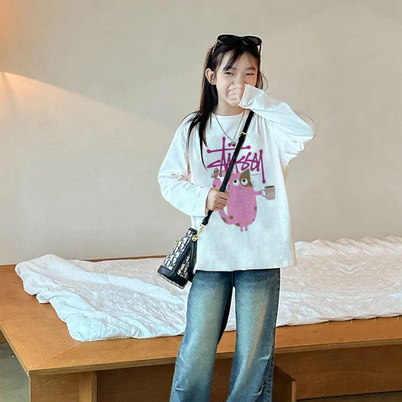 【90-160cm】毎日着たくなる 可愛い カートゥーン 合わせやすい 女の子 長袖 Ｔシャツ