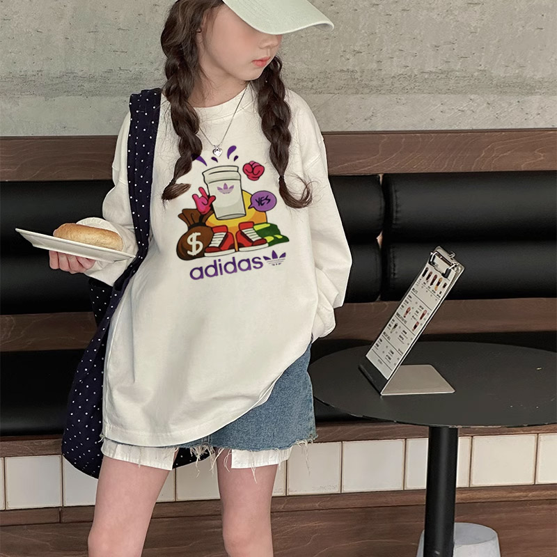 【110-170cm】好感度UP オシャレ 可愛い 合わせやすい 女の子 長袖 Tシャツ