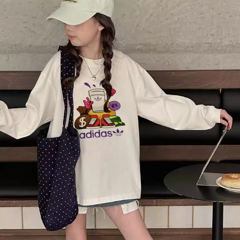 【110-170cm】好感度UP オシャレ 可愛い 合わせやすい 女の子 長袖 Tシャツ