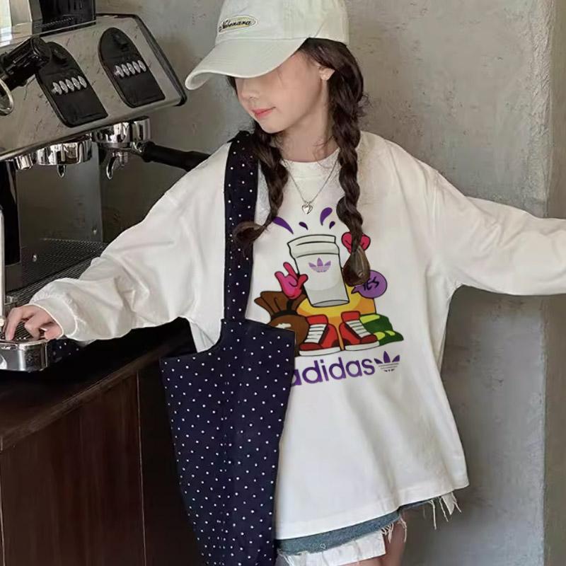【110-170cm】好感度UP オシャレ 可愛い 合わせやすい 女の子 長袖 Tシャツ