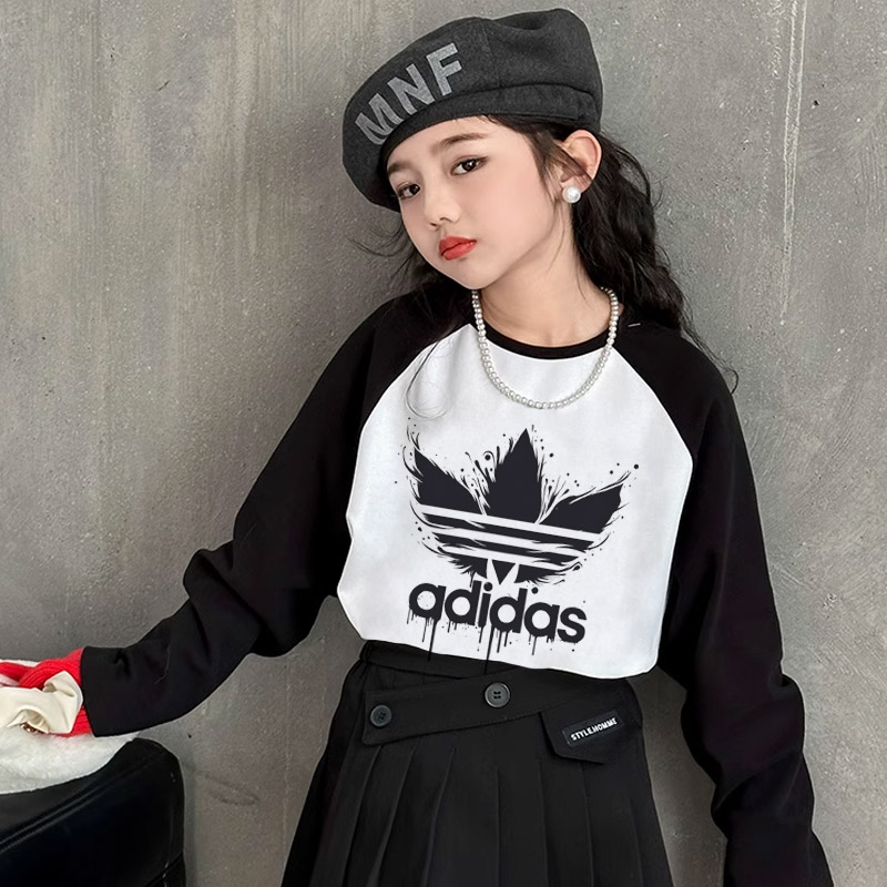 【110-170cm】好感度100% 大活躍 快適 カジュアル 配色 女の子 長袖 Tシャツ
