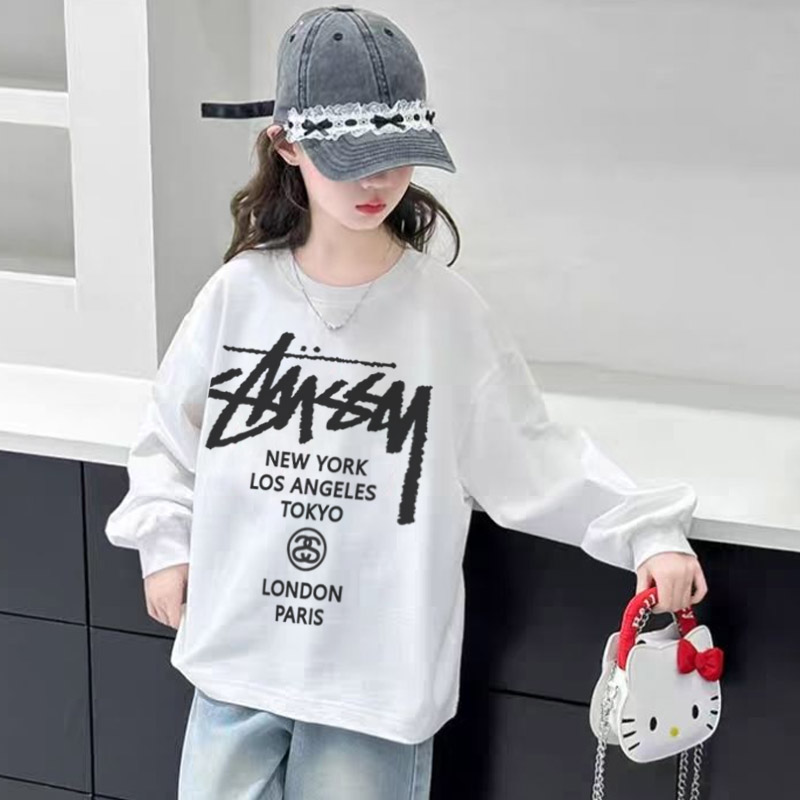 【110-170cm】よく売れる 好感度UP カジュアル アルファベット 女の子 長袖 Tシャツ