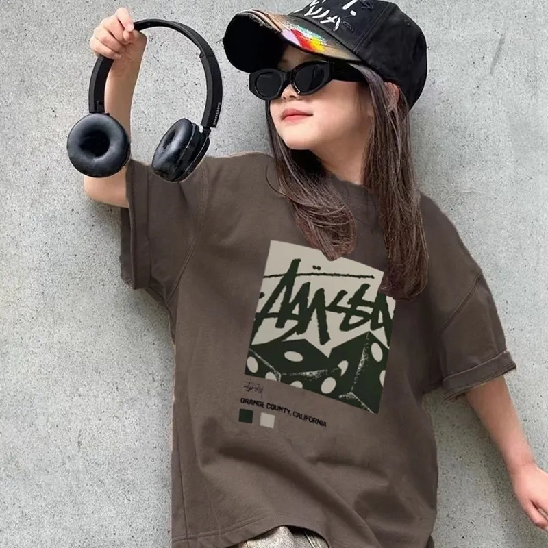 【90-160cm】リラックス感ある カジュアル 新作 ゆったり 女の子 半袖 Tシャツ
