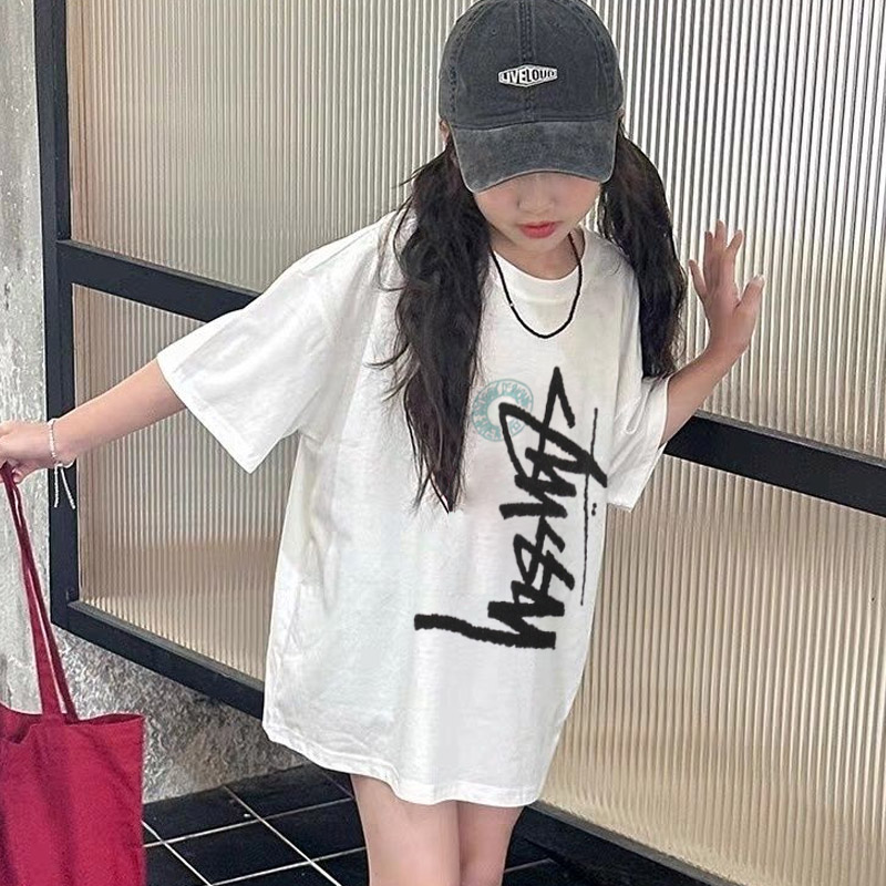 【90-160cm】今季も大注目 売れ筋 アルファベット シンプル 快適 女の子 半袖 Tシャツ