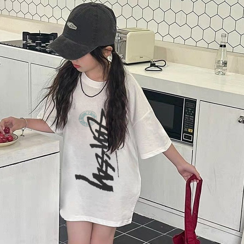 【90-160cm】今季も大注目 売れ筋 アルファベット シンプル 快適 女の子 半袖 Tシャツ