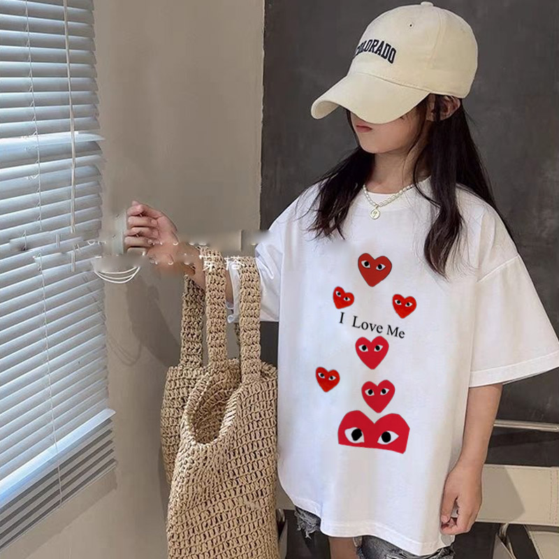 【90-160cm】好感度100％  大人気 おしゃれ ハート柄 女の子 半袖 Ｔシャツ
