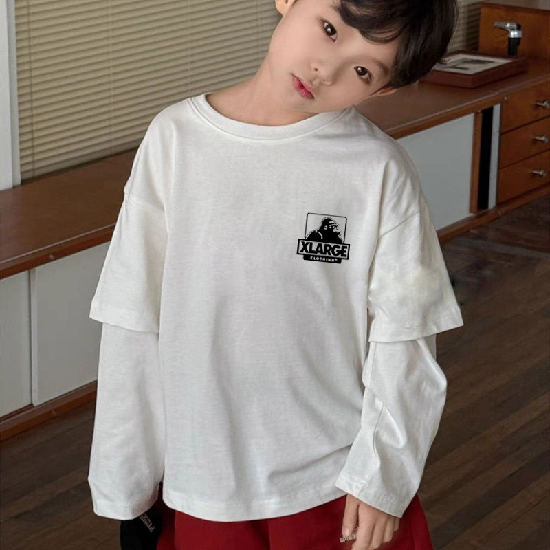 【100-150cm】デザイン満点 大人気 レイヤード カジュアル 男の子 長袖 Tシャツ