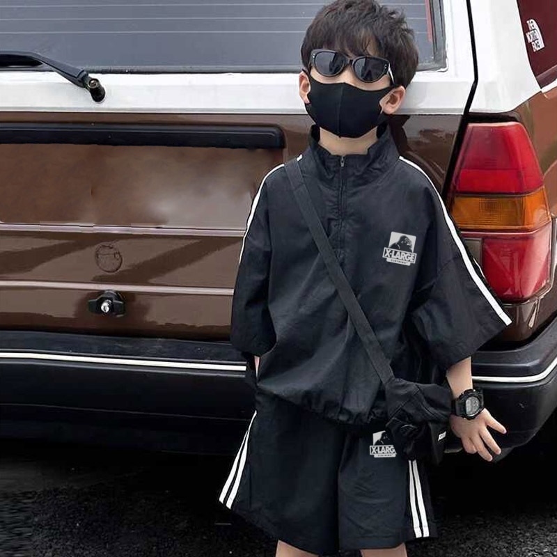 【100-150cm】二点セット 絶対欲しい 日焼け防止 男の子 トップス＋ショートパンツ セットアップ