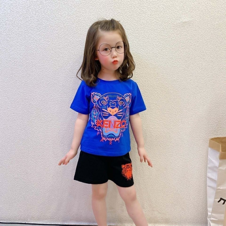 【90-160cm】二点セット カジュアル 着心地良い トレンド 半袖 Tシャツ+ショートパンツ セットアップ