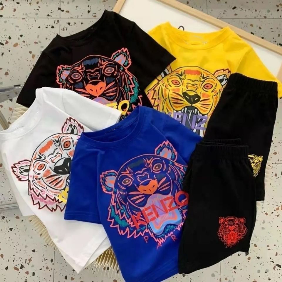 【90-160cm】二点セット カジュアル 着心地良い トレンド 半袖 Tシャツ+ショートパンツ セットアップ