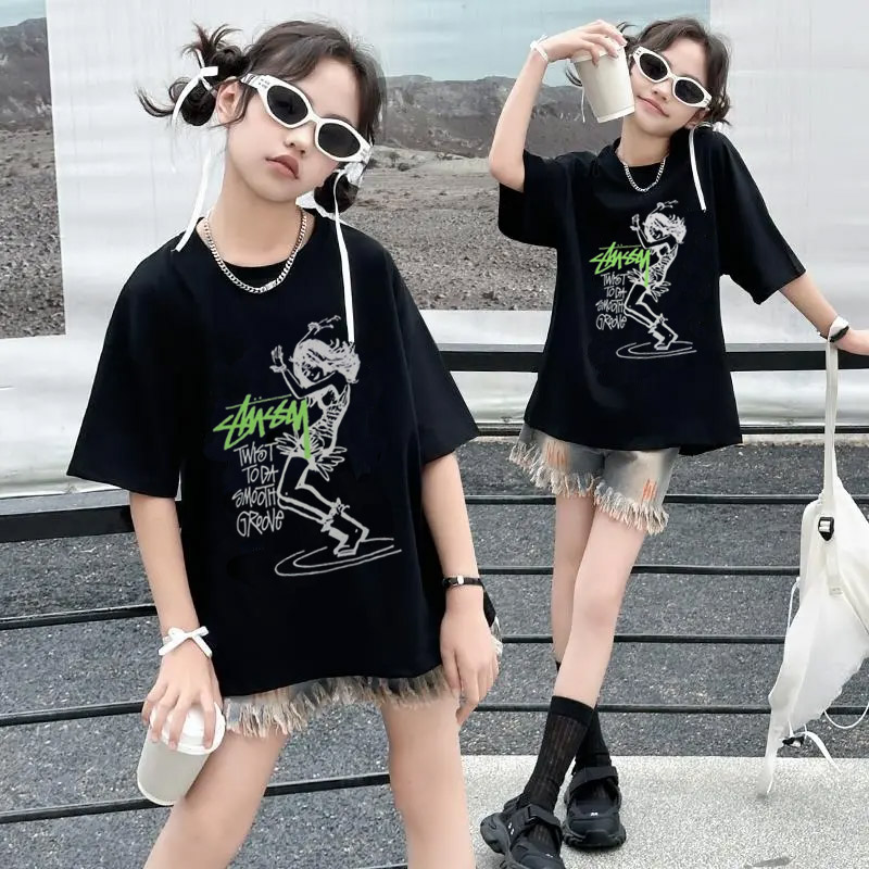 【90-160cm】おしゃれキッズ必見 スタイリッシュ クール 女の子 半袖 Ｔシャツ