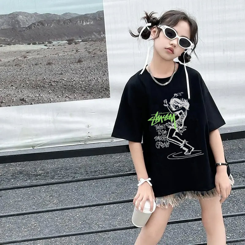 【90-160cm】おしゃれキッズ必見 スタイリッシュ クール 女の子 半袖 Ｔシャツ