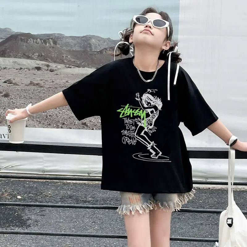【90-160cm】おしゃれキッズ必見 スタイリッシュ クール 女の子 半袖 Ｔシャツ