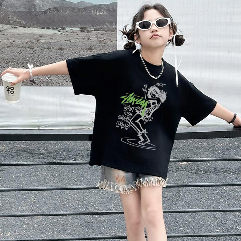 【90-160cm】おしゃれキッズ必見 スタイリッシュ クール 女の子 半袖 Ｔシャツ